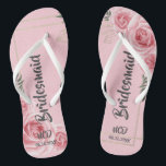 Dusty Rose Gold Crystal Floral Bridesmaid Favor  Flip Flops<br><div class="desc">You will love this pink Kraft paper texture background with dusty rose watercolor florals gold geometric frame with crystals.  Great for your wedding celebration!</div>