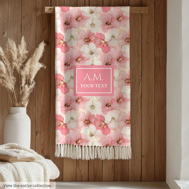 Dusty Rose Gold Custom Name Floral Cozy Blanket (Dusty Rose Gold Custom Name Floral Cozy Blanket)