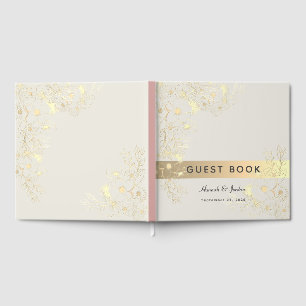 Dusty Rose Gold Floral Wedding Guest Book