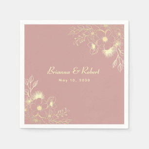 Dusty Rose Gold Floral Wedding Napkins