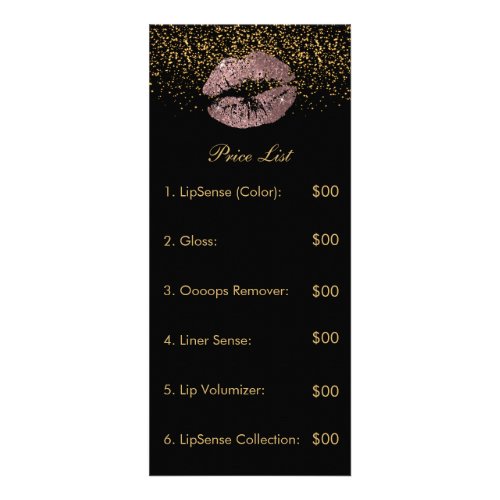 Dusty Rose Gold Glitter Lip Price List Rack Card