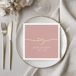 Dusty Rose Gold Heart Minimalist Wedding Napkins