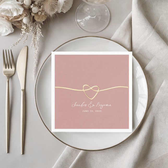 Dusty Rose Gold Heart Minimalist Wedding Napkins (Creator Uploaded)