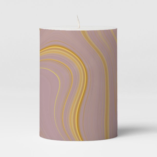 Dusty Rose Gold Marble Pillar Candle (Front)