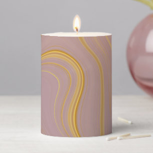 Dusty Rose Gold Marble Pillar Candle