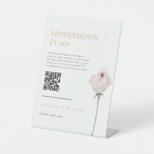 Dusty Rose Gold Modern Wedding Honeymoon Fund Sign