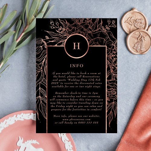 Dusty Rose Gold Monogram Wreath Classic Wedding Enclosure Card