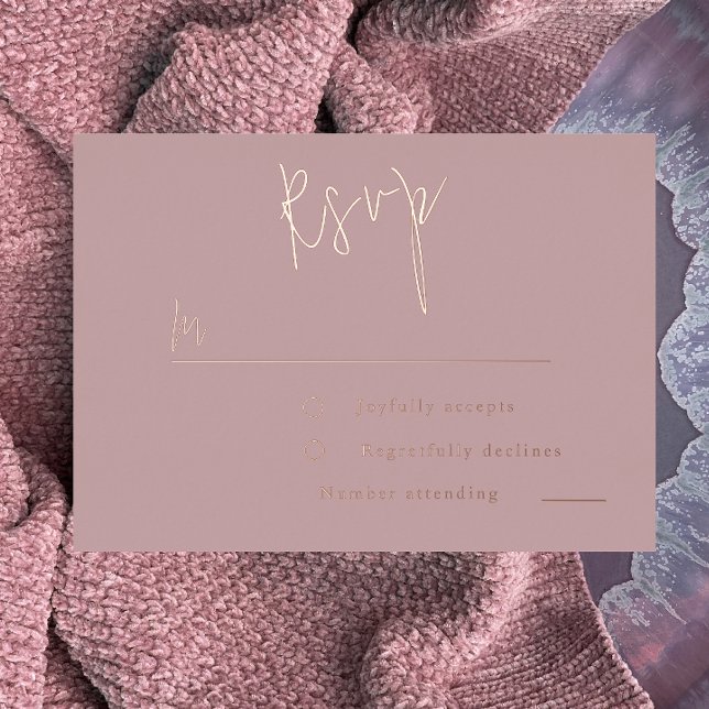 Dusty Rose Gold Pink Wedding, Bridal Shower RSVP Foil Invitation (Creator Uploaded)