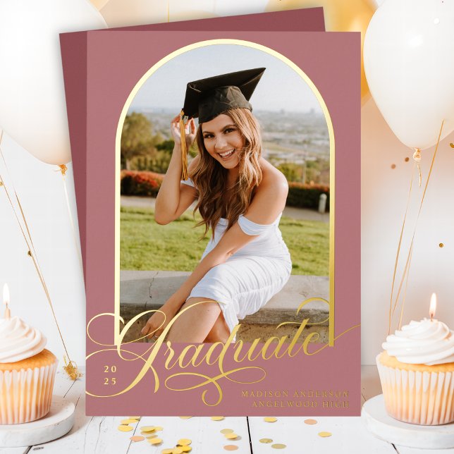 Dusty Rose Graduate Foil Graduation Announcement (Creator Uploaded)