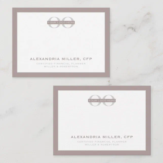 Dusty Rose Gray Corporate Logo Branded Dual Sided Note Card | Zazzle