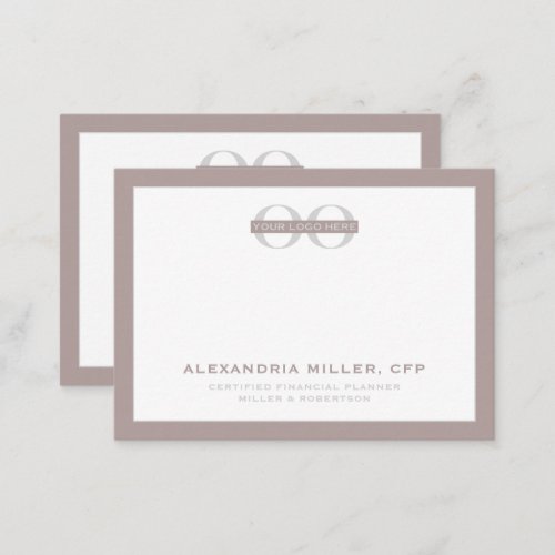 Dusty Rose Gray Corporate Logo Branded Dual Sided Note Card