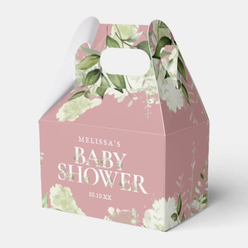 Dusty Rose Greenery Botanical Foliage Baby Shower Favor Boxes