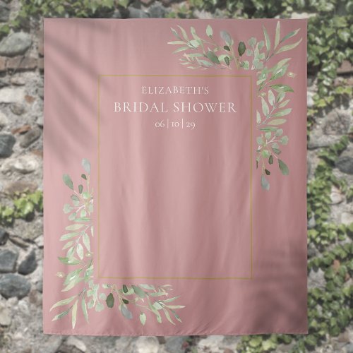 Dusty Rose Greenery Bridal Shower Photo Backdrop