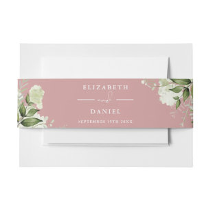 Dusty Rose Greenery Floral Wedding Invitation Invitation Belly Band