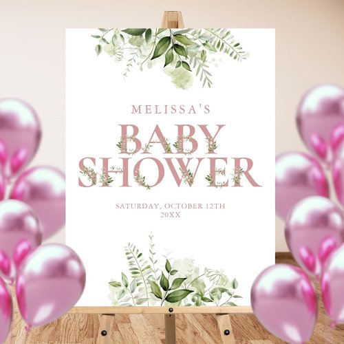 Dusty Rose Greenery Letter Baby Shower Sign