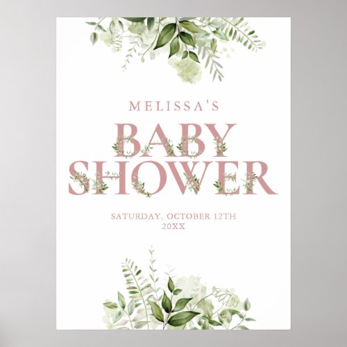 Dusty Rose Greenery Letter Baby Shower Sign