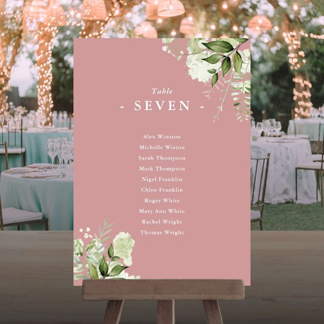 Dusty Rose Greenery Seating Plan Table Number (Dusty Rose Greenery Seating Plan Table Number)