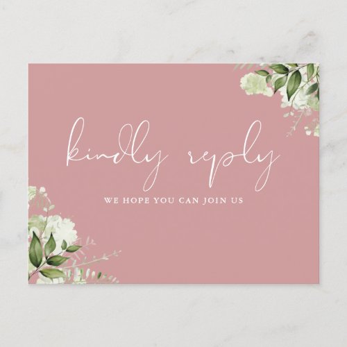 Dusty Rose Greenery Song Request RSVP Postcard
