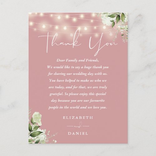 Dusty Rose Greenery Thank You Wedding Place Card