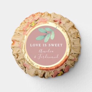 Dusty Rose Greenery Wedding Favor Candy Sticker