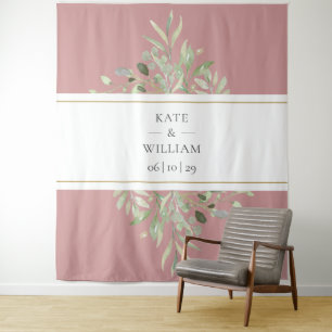 Dusty Rose Greenery Wedding Photo Booth Backdrop