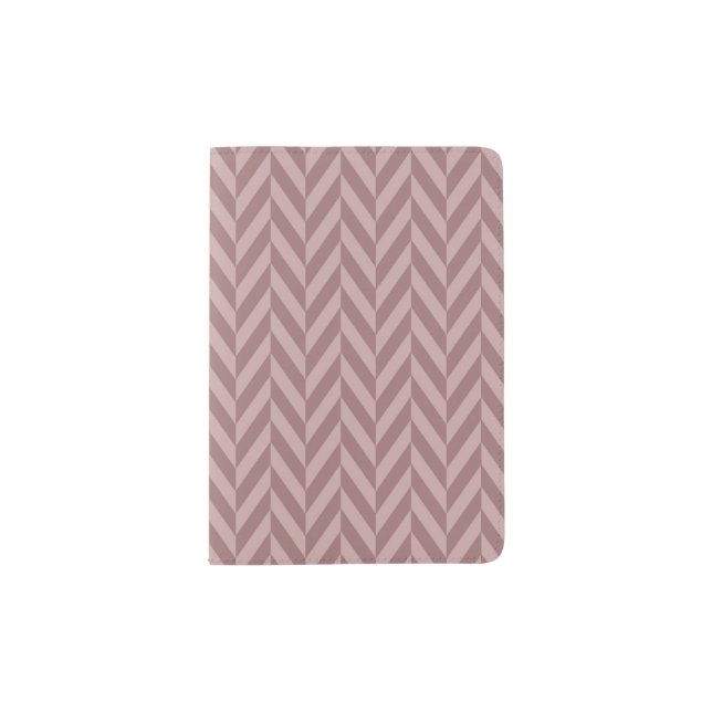 Dusty Rose Herringbone Passport Holder (Front)