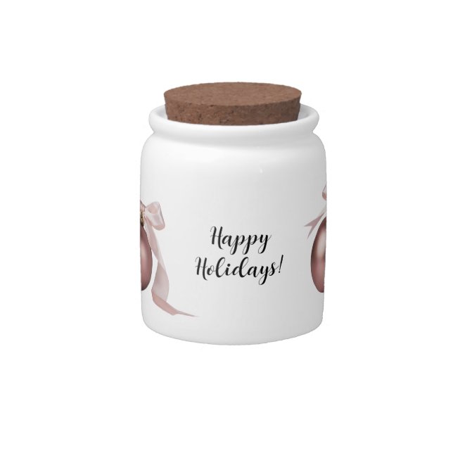 DUSTY ROSE HOLIDAY ORNAMENT CERAMIC JAR (Front)