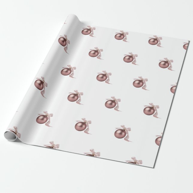 DUSTY ROSE HOLIDAY ORNAMENT WRAPPING PAPER (Unrolled)
