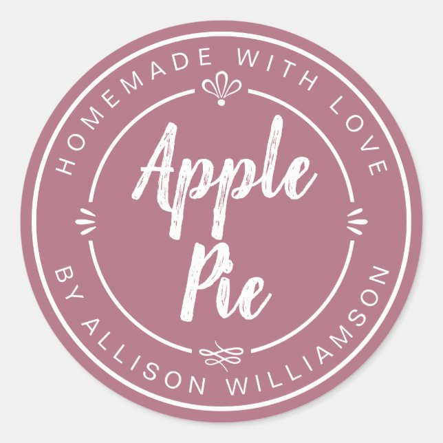 Dusty Rose Homemade Apple Pie Classic Round Sticker (Front)