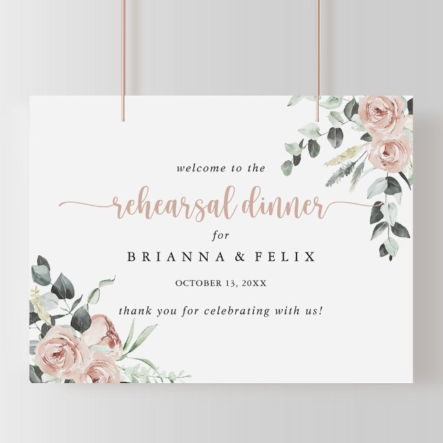 Dusty Rose Horizontal Rehearsal Dinner Welcome  Poster (Creator Uploaded)