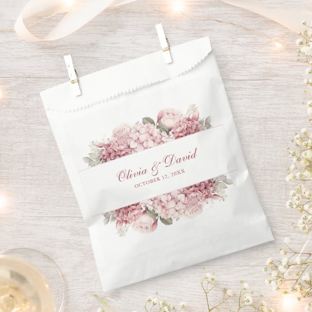 Dusty Rose Hydrangea Wedding Favor Bag (Clipped)