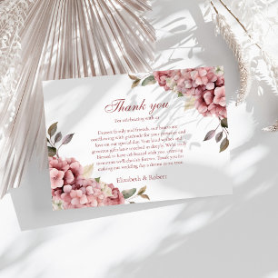 Dusty Rose Hydrangea Wedding Thank You Card
