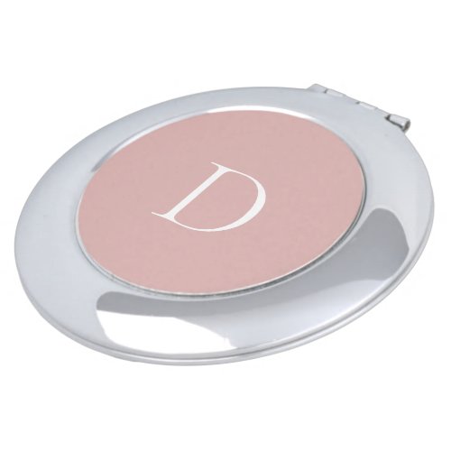 Dusty Rose Initial Simple Bridesmaid  Compact Mirror