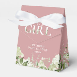 Dusty Rose Its A Girl Greenery Baby Shower Favor Boxes