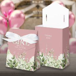 Dusty Rose Its A Girl Greenery Baby Shower Favor Boxes