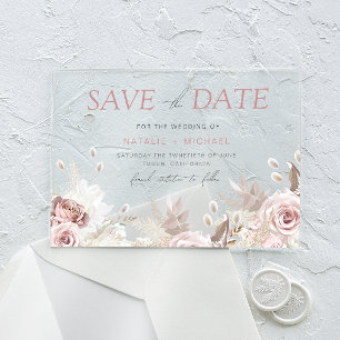 Dusty Rose & Ivory Save The Date Wedding Acrylic Invitations