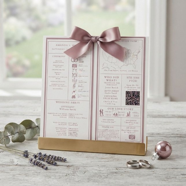 Dusty Rose & Ivory Wedding Infographic Program (Creator Uploaded)
