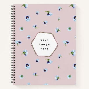 Dusty Rose Japanese Blue Purple Pansy Floral Patte Notebook