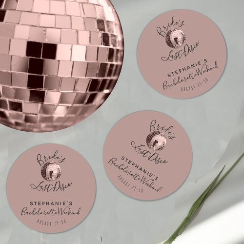 Dusty Rose Last Disco Bachelorette Weekend  Classic Round Sticker