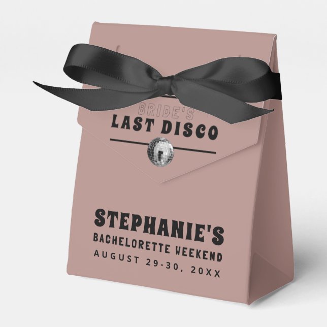 Dusty Rose Last Disco Bachelorette Weekend   Favor Boxes (Front Side)