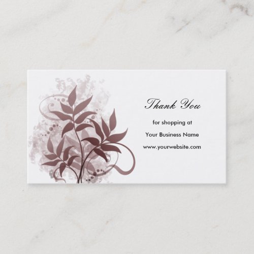 Dusty Rose Leaves - Thank You Business Card Templates