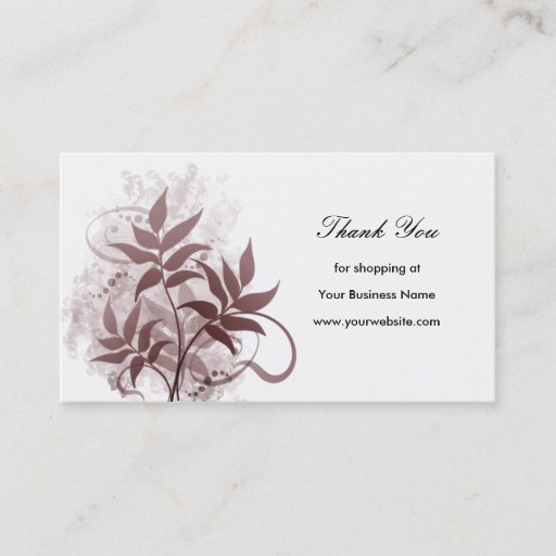 Customizable Dusty Rose Leaves - Thank You Business Card Templates