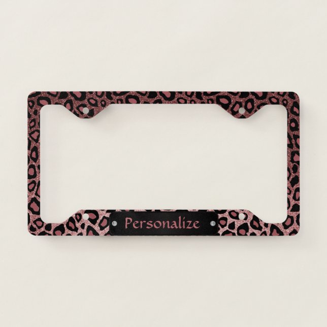 Dusty Rose Leopard Skin Pattern License Plate Frame (Front)