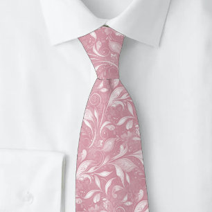 Dusty Rose Luscious Botanical Neck Tie