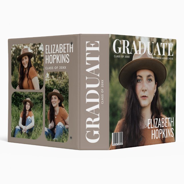 Dusty Rose Magazine Cover Photo Graduation 3 Ring Binder (Background)