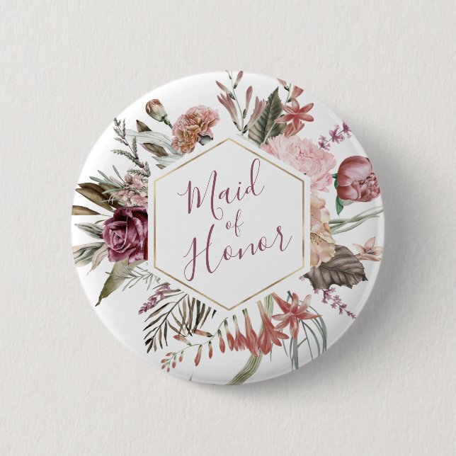 Dusty Rose Maid of Honor Button (Front)