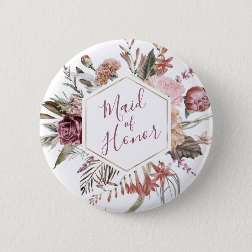 Dusty Rose Maid of Honor Button