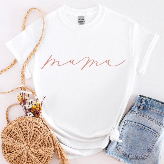 Dusty Rose Mama Cute Script T-Shirt