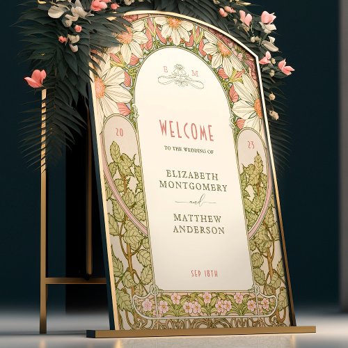 Dusty Rose Marguerite Daisy Welcome Sign Wedding