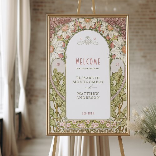 Dusty Rose Marguerite Daisy Welcome Sign Wedding